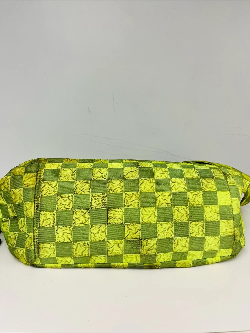 Neon Lime Green Checkered Crossbody Bag